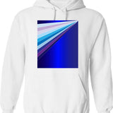 65 Mcmlxv Retro 70s Disco Blue Streaks Of Light Pattern Hoodie - White