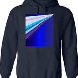 65 Mcmlxv Retro 70s Disco Blue Streaks Of Light Pattern Hoodie - Navy