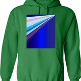 65 Mcmlxv Retro 70s Disco Blue Streaks Of Light Pattern Hoodie - Green