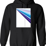 65 Mcmlxv White Retro 70s Disco Blue Streaks Of Light Pattern Hoodie - Black