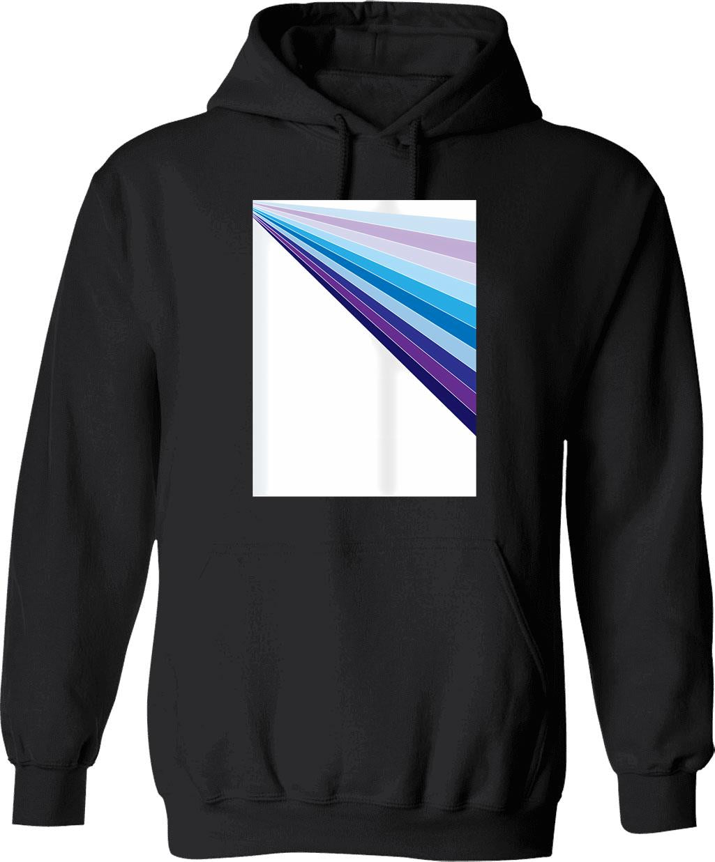 65 Mcmlxv White Retro 70s Disco Blue Streaks Of Light Pattern Hoodie - Black