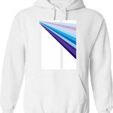 65 Mcmlxv White Retro 70s Disco Blue Streaks Of Light Pattern Hoodie - White