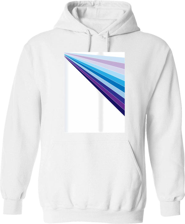 65 Mcmlxv White Retro 70s Disco Blue Streaks Of Light Pattern Hoodie - White