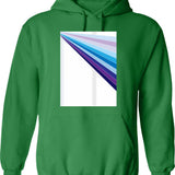 65 Mcmlxv White Retro 70s Disco Blue Streaks Of Light Pattern Hoodie - Green