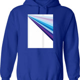 65 Mcmlxv White Retro 70s Disco Blue Streaks Of Light Pattern Hoodie - Blue