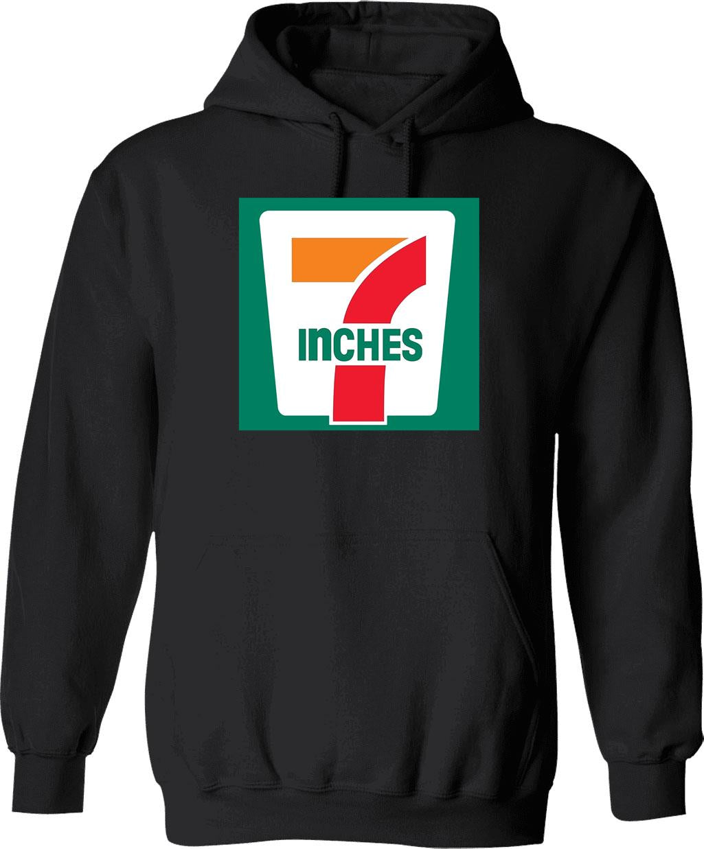 7 Inches Funny 7 11 Parody Graphic Pullover Hoodie - Black