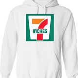 7 Inches Funny 7 11 Parody Graphic Pullover Hoodie - White