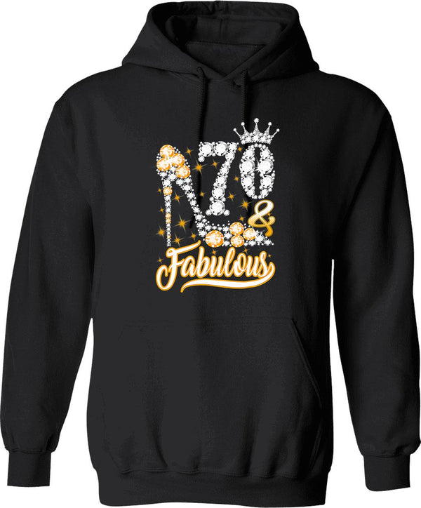 70 Fabulous 70 Years Old 70th Birthday Diamond Crown Shoes Hoodie - Black