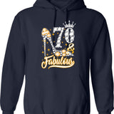 70 Fabulous 70 Years Old 70th Birthday Diamond Crown Shoes Hoodie - Navy