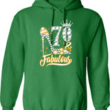 70 Fabulous 70 Years Old 70th Birthday Diamond Crown Shoes Hoodie - Green