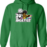 70's Beaver Hoodie - Retro Graphic Pullover Hoodie for Men & Women - Green