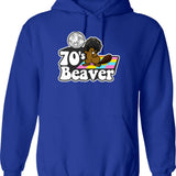70's Beaver Hoodie - Retro Graphic Pullover Hoodie for Men & Women - Blue