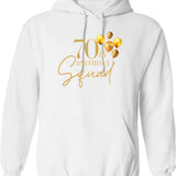 70th Happy Birthday Squad Balloon Elegant Bday Party For 70 Years Hoodie - White