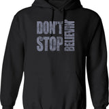 80's Journey Don't Stop Believin' Hoodie - Retro Graphic Pullover Hoodie for Men & Women - Black