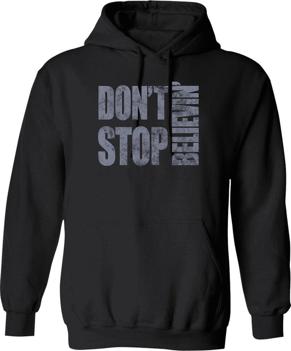 80's Journey Don't Stop Believin' Hoodie - Retro Graphic Pullover Hoodie for Men & Women - Black