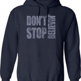 80's Journey Don't Stop Believin' Hoodie - Retro Graphic Pullover Hoodie for Men & Women - Navy