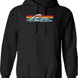 80s Sunset Waves Hoodie - Retro Graphic Pullover Hoodie for Men & Women - Black