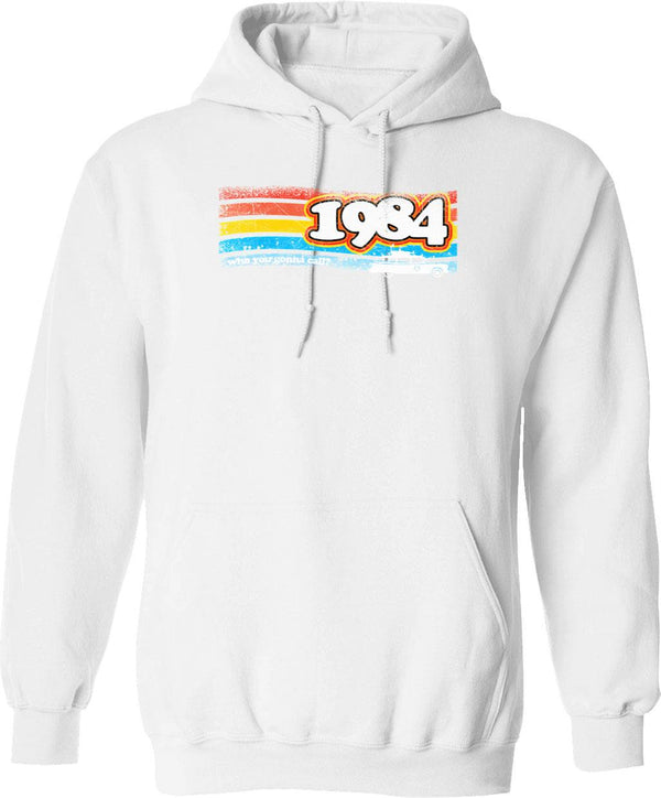 84 Buster Hoodie - Retro Graphic Pullover Hoodie for Men & Women - White