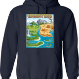 90's Geography Terms Map Meme Hoodie - Retro Graphic Pullover Hoodie for Men & Women - Navy
