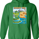90's Geography Terms Map Meme Hoodie - Retro Graphic Pullover Hoodie for Men & Women - Green
