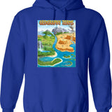 90's Geography Terms Map Meme Hoodie - Retro Graphic Pullover Hoodie for Men & Women - Blue