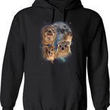 90s Retro Screaming Rock Hyraxes Moon Hoodie - Black