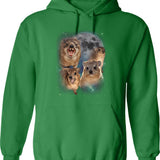 90s Retro Screaming Rock Hyraxes Moon Hoodie - Green