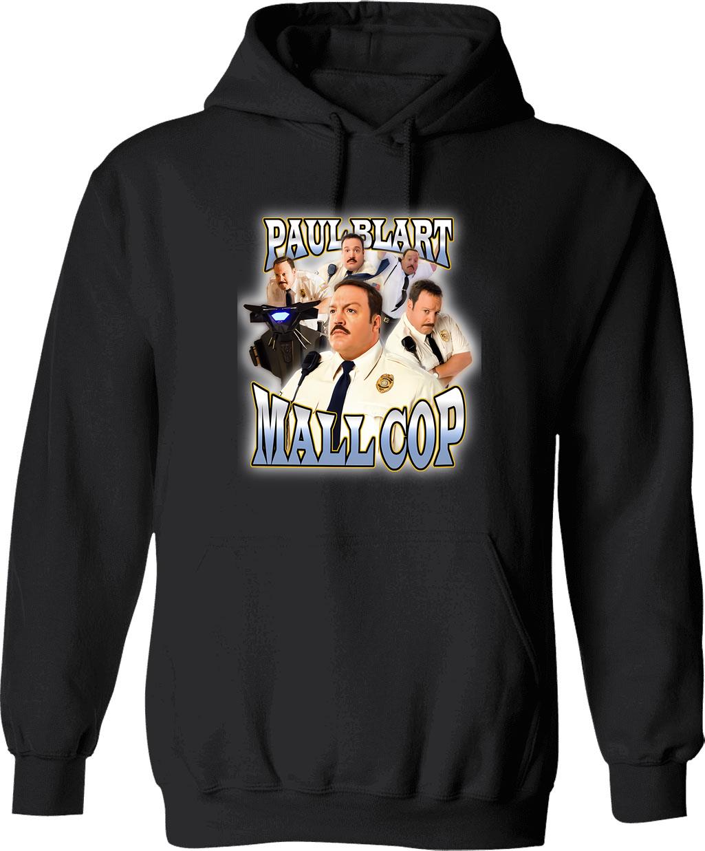 90s Vintage Hoodie Paul Blart Mall Cop Funny Tshirt - Black