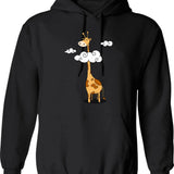 A Giraffe Hoodie - Retro Graphic Pullover Hoodie for Men & Women - Black