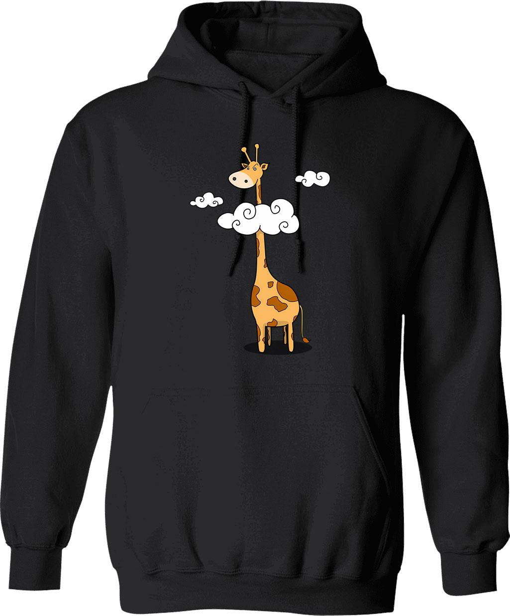A Giraffe Hoodie - Retro Graphic Pullover Hoodie for Men & Women - Black