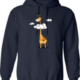 A Giraffe Hoodie - Retro Graphic Pullover Hoodie for Men & Women - Navy