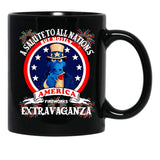 A Salute To All Nations But Mostly America Fireworks Extravaganza Black Coffee Mug, Gift Coffee Mug - Black