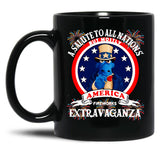 A Salute To All Nations But Mostly America Fireworks Extravaganza Black Coffee Mug, Gift Coffee Mug