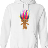 A Silly Troll Doll Hoodie - Retro Graphic Pullover Hoodie for Men & Women - White