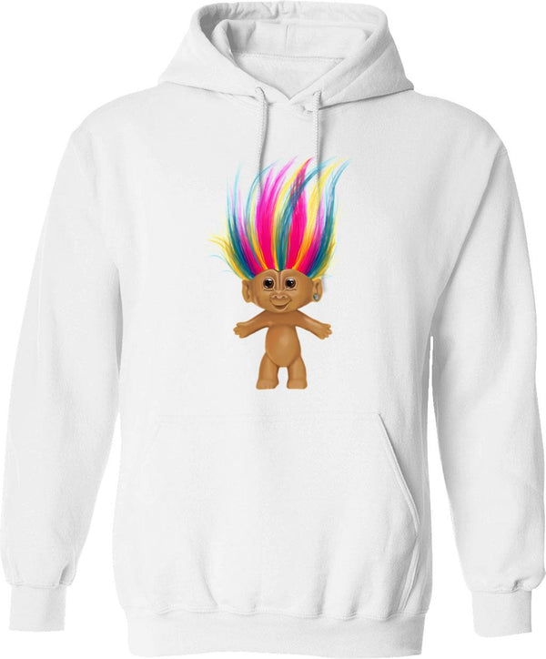 A Silly Troll Doll Hoodie - Retro Graphic Pullover Hoodie for Men & Women - White