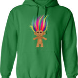 A Silly Troll Doll Hoodie - Retro Graphic Pullover Hoodie for Men & Women - Green