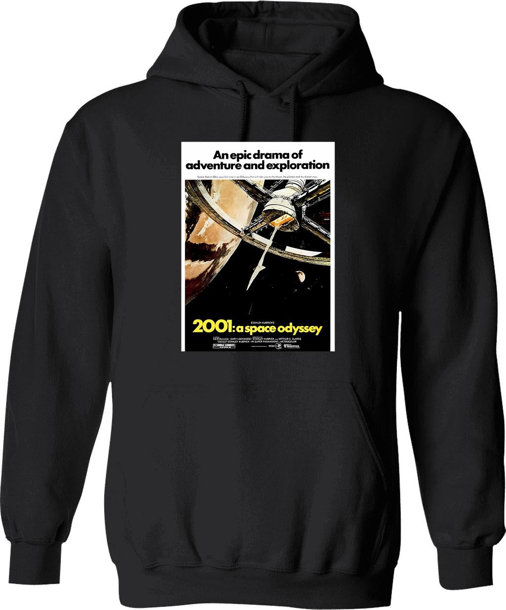A Space Hoodie - Retro Graphic Pullover Hoodie for Men & Women - Black