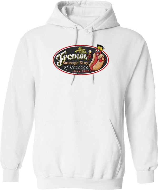 Abe Froman Sausage King Worn Oval Graphic Pullover Hoodie - White