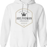 Abe Froman Sausage King Hoodie - Retro Graphic Pullover Hoodie for Men & Women - White