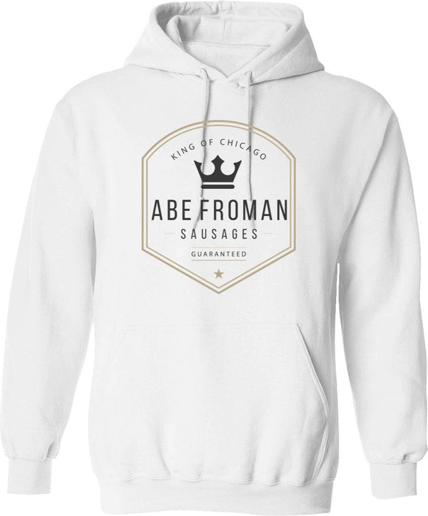 Abe Froman Sausage King Hoodie - Retro Graphic Pullover Hoodie for Men & Women - White