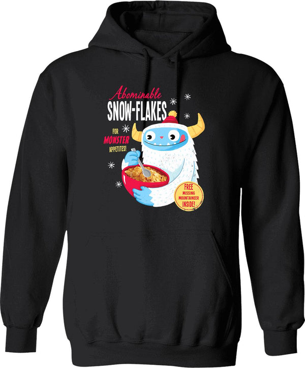 Abominable Snowflakes Hoodie - Retro Graphic Pullover Hoodie for Men & Women - Black