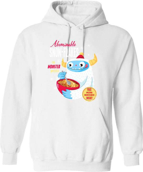 Abominable Snowflakes Hoodie - Retro Graphic Pullover Hoodie for Men & Women - White