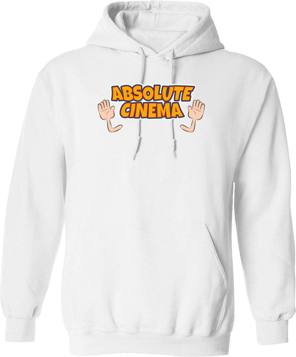 Absolute Cinema Funny Vintage Hoodie - Retro Graphic Cosy Pullover - White