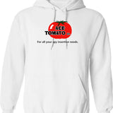 Ace Tomato Company Hoodie - Retro Graphic Pullover Hoodie for Men & Women - White
