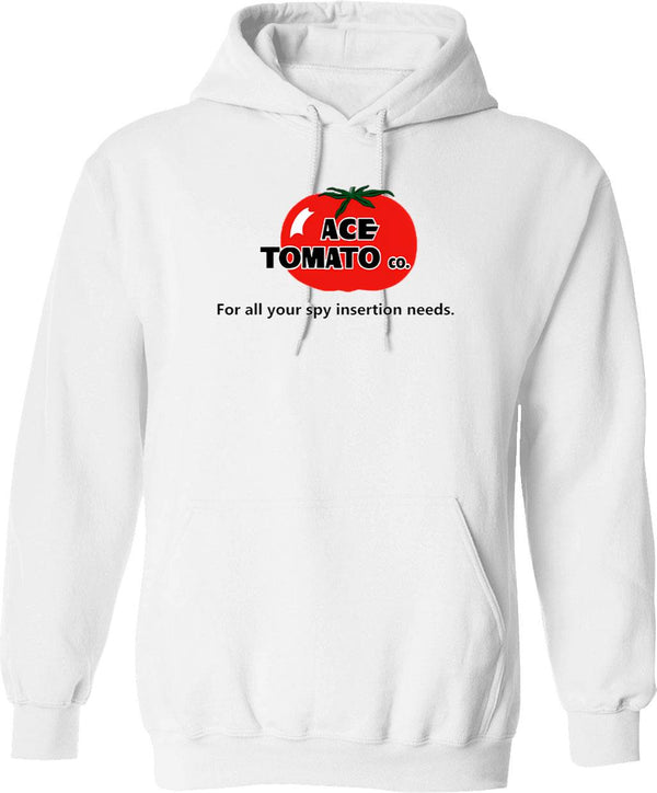 Ace Tomato Company Hoodie - Retro Graphic Pullover Hoodie for Men & Women - White