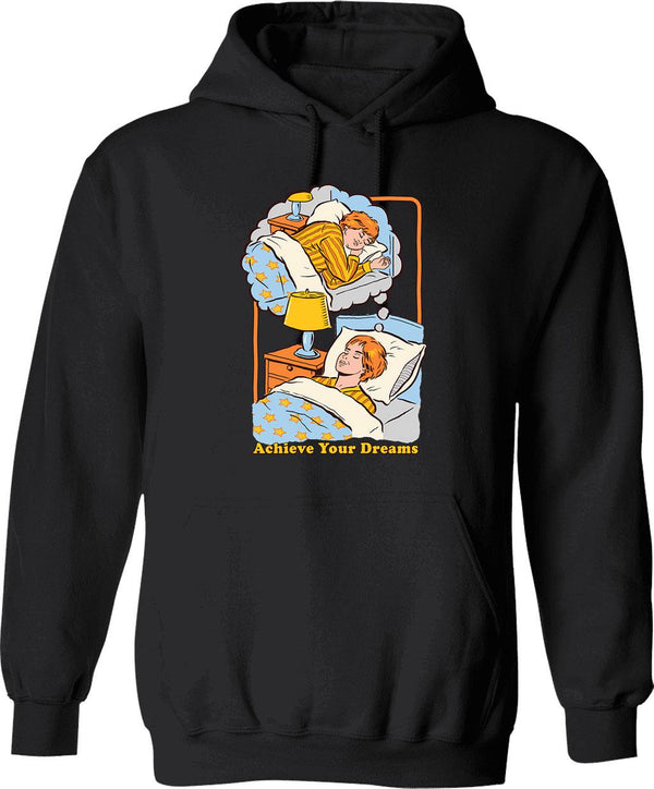 Achieve Your Dreams Hoodie - Retro Graphic Pullover Hoodie for Men & Women - Black
