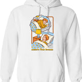 Achieve Your Dreams Hoodie - Retro Graphic Pullover Hoodie for Men & Women - White