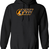 Action Man Hoodie - Retro Graphic Pullover Hoodie for Men & Women - Black