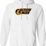 Action Man Hoodie - Retro Graphic Pullover Hoodie for Men & Women - White