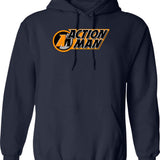 Action Man Hoodie - Retro Graphic Pullover Hoodie for Men & Women - Navy